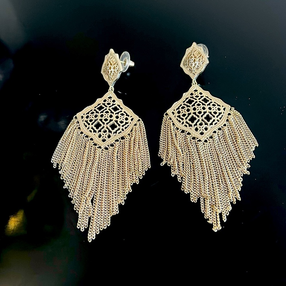 Kendra Scott gold fringe Kimora earrings